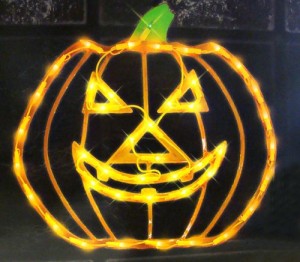 15" Lighted Halloween Jack-o-Lantern Pumpkin Window Silhouette Decoration