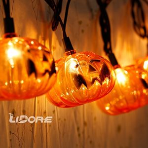 LIDORE Set of 10 Halloween 3D Jack-O-Lantern Pumpkin Decoration String Lights-For holiday, festival, party decor