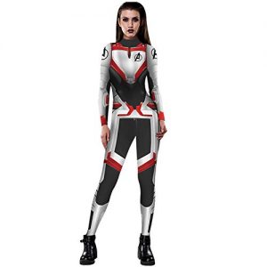 Women Captain Marvel Halloween Costume Superhero 3D Jumpsuit Bodysuit (Avenger)